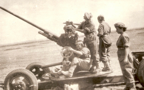 Smíšená obsluha mužů a žen u protiletadlového děla vz. 1939.
